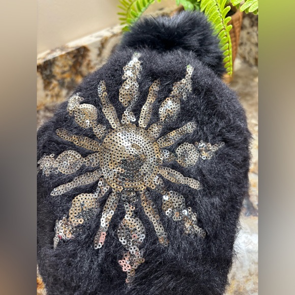 Black Beanie with Sequin Snowflake - Picture 7 of 7